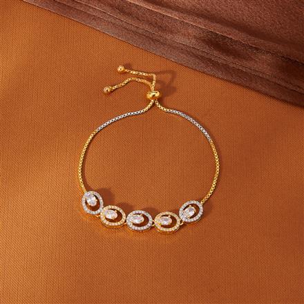 Cubic Zirconia Adjustable Bracelet With 2 Tone Plating