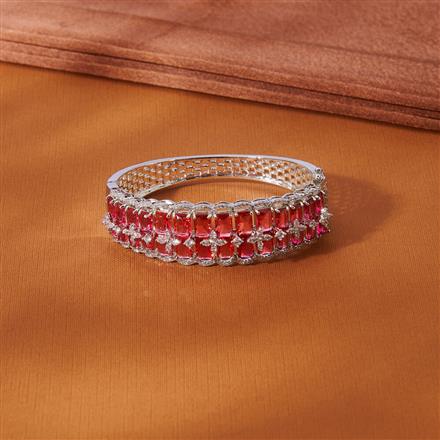 Cubic Zirconia Classic Kada With Rhodium Plating