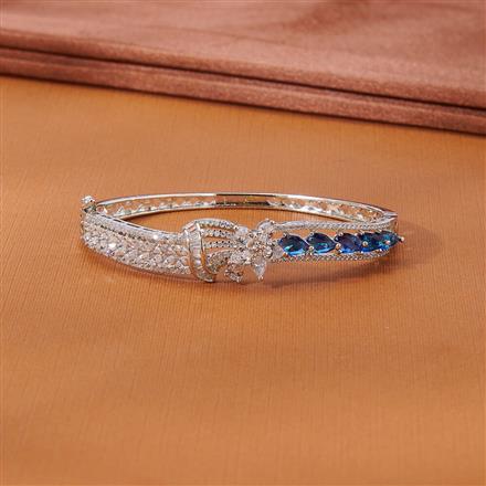 Cubic Zirconia Delicate Kada With Rhodium Plating