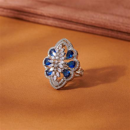 Cubic Zirconia Adjustable Ring With Rhodium Plating