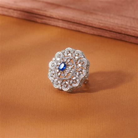 Cubic Zirconia Adjustable Ring With Rhodium Plating