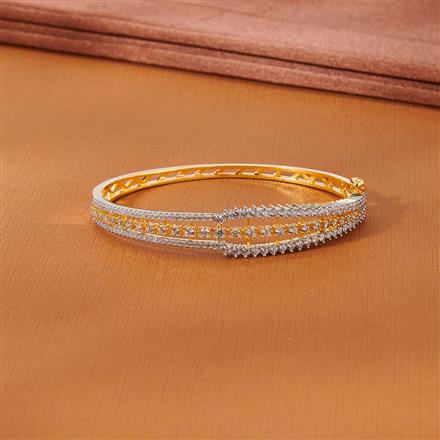 Cubic Zirconia Delicate Kada With 2 Tone Rhodium Plating