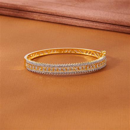 Cubic Zirconia Delicate Kada With 2 Tone Rhodium Plating