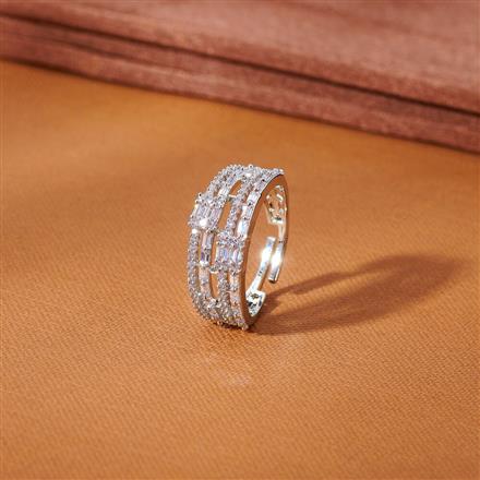 Cubic Zirconia Delicate Ring With 2 Tone Rhodium Plating