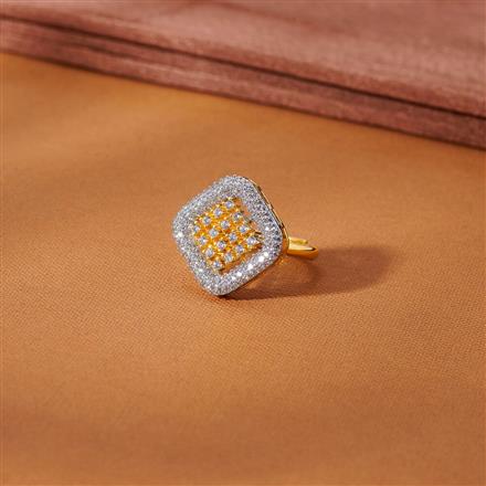 Cubic Zirconia Adjustable Ring With 2 Tone Rhodium Plating