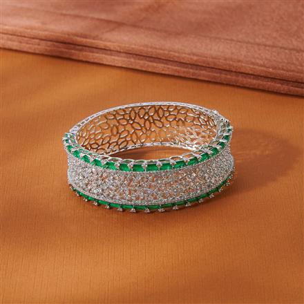 Cubic Zirconia Classic Kada With Rhodium Plating