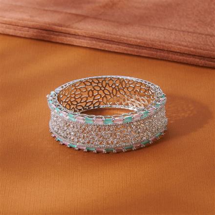 Cubic Zirconia Classic Kada With Rhodium Plating