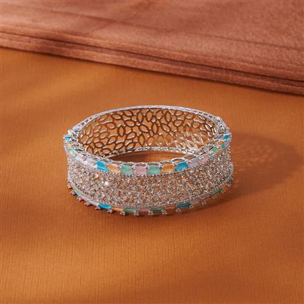 Cubic Zirconia Classic Kada With Rhodium Plating