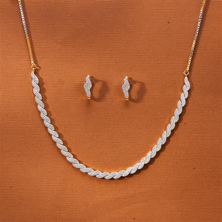 Cubic Zirconia Delicate Necklace With 2 Tone Rhodium Plating