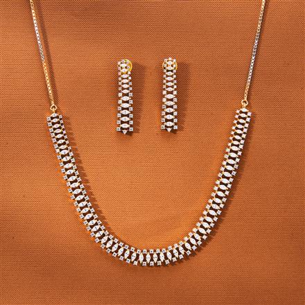 Cubic Zirconia Delicate Necklace With 2 Tone Rhodium Plating