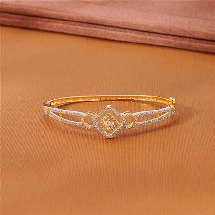 Cubic Zirconia Delicate Kada With 2 Tone Rhodium Plating