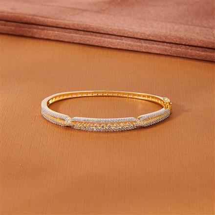 Cubic Zirconia Delicate Kada With 2 Tone Rhodium Plating