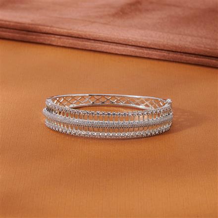 Cubic Zirconia Classic Kada With 2 Tone Rhodium Plating