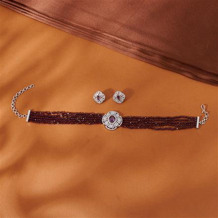 Cubic Zirconia Choker Necklace With Rhodium Plating