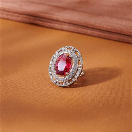Cubic Zirconia Classic Ring With Rhodium Plating