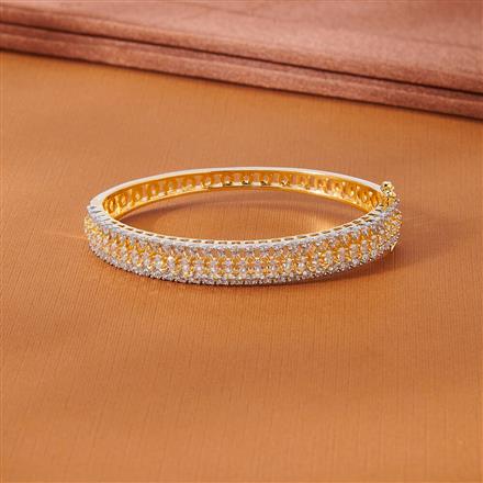 Cubic Zirconia Delicate Kada With 2 Tone Rhodium Plating