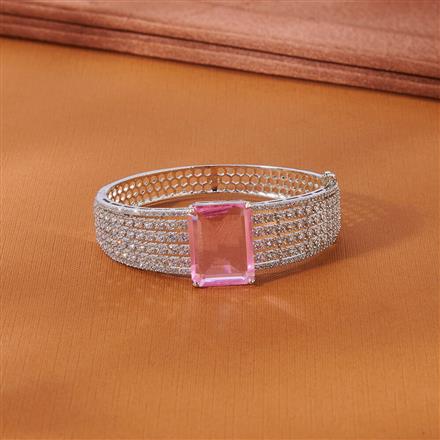 Cubic Zirconia Classic Kada With Rhodium Plating