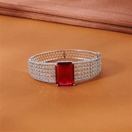 Cubic Zirconia Classic Kada With Rhodium Plating