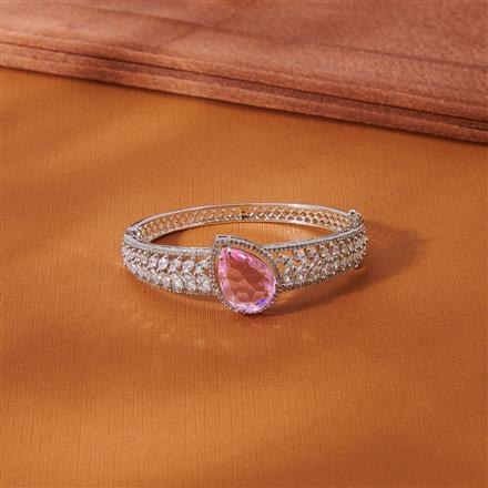 Cubic Zirconia Classic Kada With Rhodium Plating