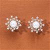Cubic Zirconia Pearl Tops With 2 Tone Rhodium Plating