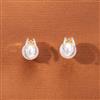 Cubic Zirconia Pearl Earring With 2 Tone Rhodium Plating
