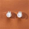 Cubic Zirconia Pearl Earring With 2 Tone Rhodium Plating