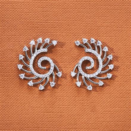 Cubic Zirconia Classic Earring With 2 Tone Rhodium Plating