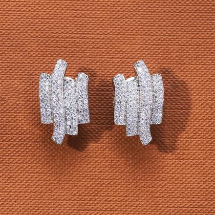 Cubic Zirconia Classic Earring With 2 Tone Rhodium Plating