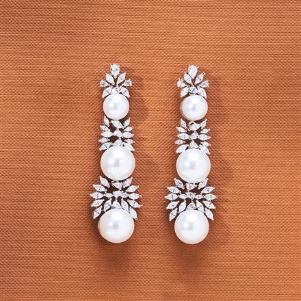 Cubic Zirconia Classic Earring With 2 Tone Rhodium Plating