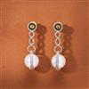 Cubic Zirconia Pearl Earring With 2 Tone Rhodium Plating