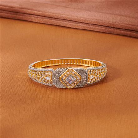 Cubic Zirconia Classic Kada With 2 Tone Rhodium Plating