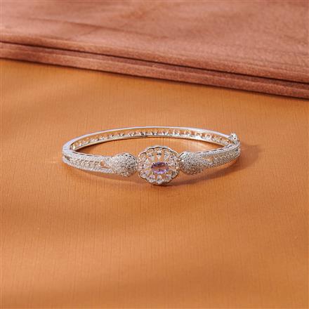 Cubic Zirconia Delicate Kada With Rhodium Plating