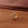 Cubic Zirconia Adjustable Ring With 2 Tone Rhodium Plating