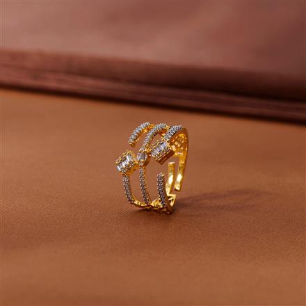 Cubic Zirconia Adjustable Ring With 2 Tone Rhodium Plating