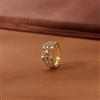 Cubic Zirconia Adjustable Ring With 2 Tone Rhodium Plating