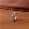 Cubic Zirconia Adjustable Ring With 2 Tone Rhodium Plating