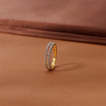 Cubic Zirconia Adjustable Ring With 2 Tone Rhodium Plating