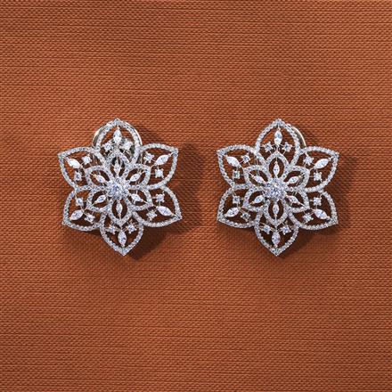 Cubic Zirconia Classic Earring With 2 Tone Rhodium Plating