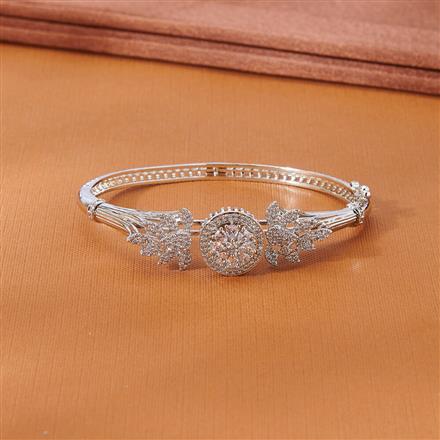 Cubic Zirconia Openable Kada With 2 Tone Rhodium Plating