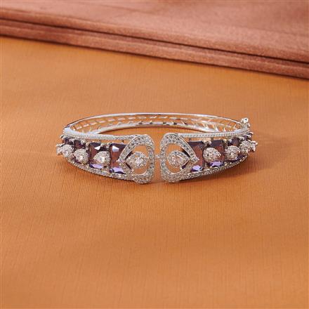 Cubic Zirconia Openable Kada With Rhodium Plating