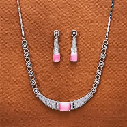 Cubic Zirconia Classic Necklace With Rhodium Plating