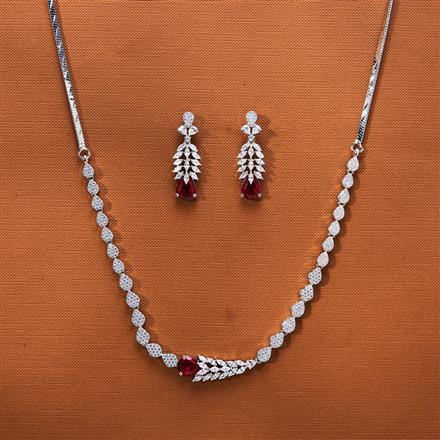 Cubic Zirconia Classic Necklace With Rhodium Plating