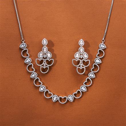 Cubic Zirconia Classic Necklace With 2 Tone Rhodium Plating