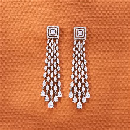 Cubic Zirconia Classic Earring With 2 Tone Rhodium Plating