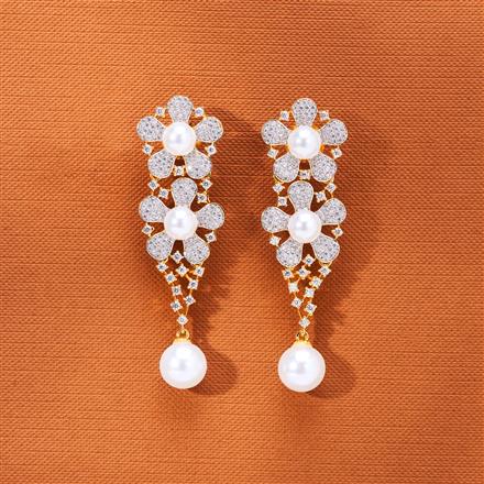 Cubic Zirconia Classic Earring With 2 Tone Rhodium Plating