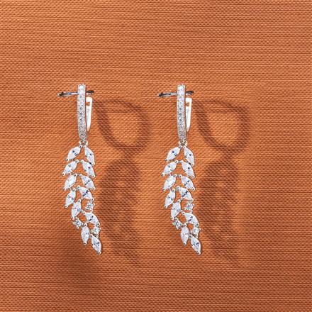 Cubic Zirconia Classic Earring With 2 Tone Rhodium Plating