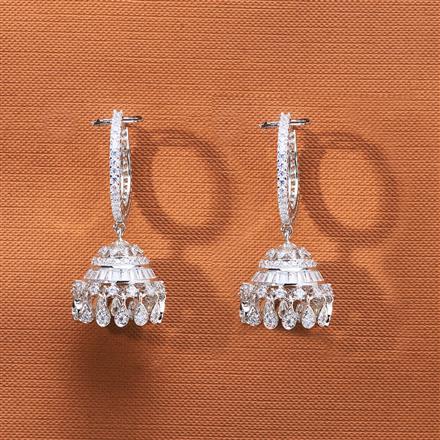 Cubic Zirconia Classic Jhumki With 2 Tone Rhodium Plating