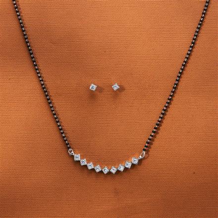 Cubic Zirconia Tanmaniya Mangalsutra With 2 Tone Rhodium Plating