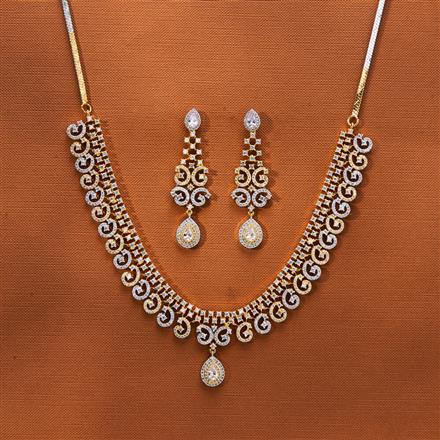 Cubic Zirconia Classic Necklace With 2 Tone Rhodium Plating