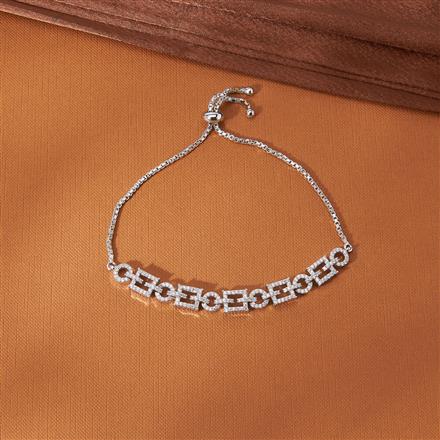Cubic Zirconia Adjustable Bracelet With 2 Tone Rhodium Plating